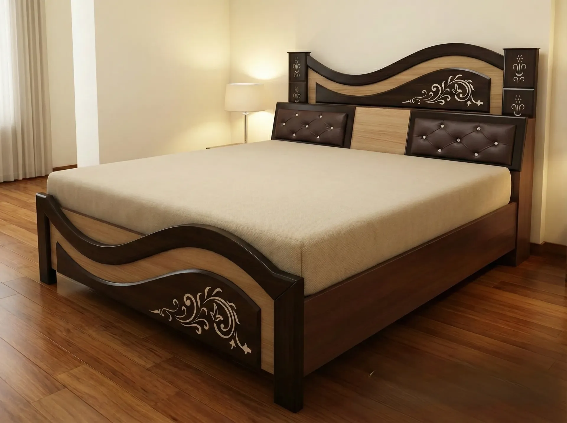 Ethnic Motif Carved Bed S CB