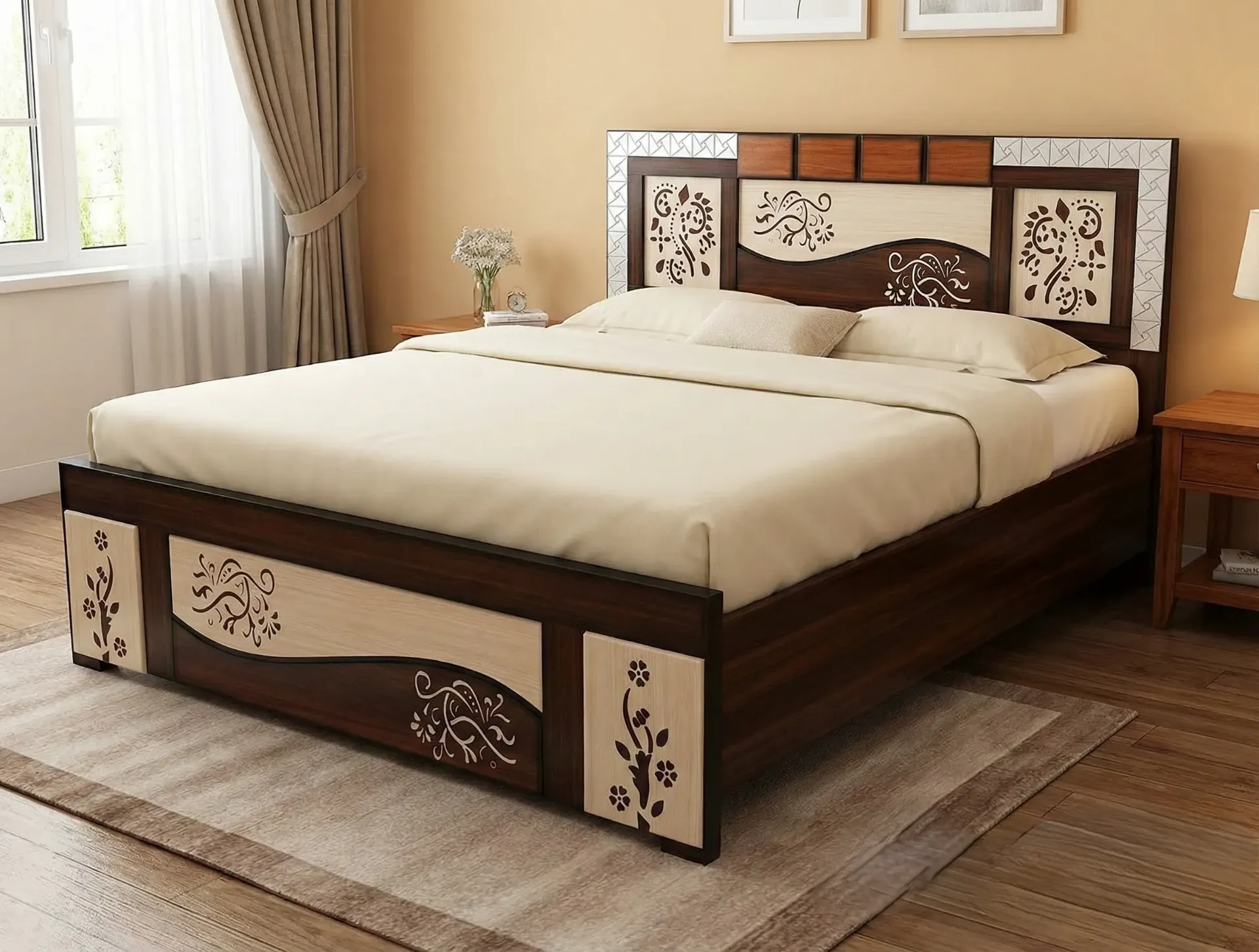 King Size Geometric Print Counter Bed  CB