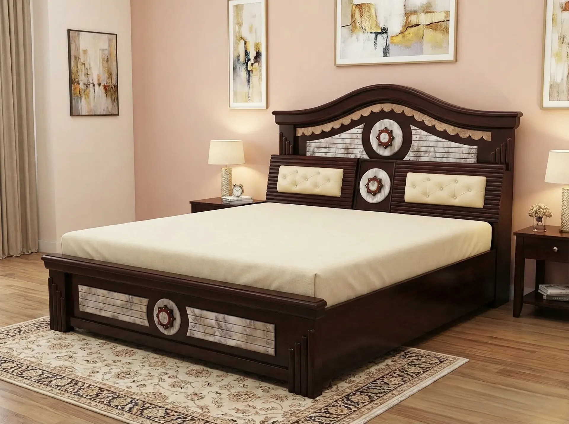 🛏️ Burgundy Tufted Counter Bed (CB)